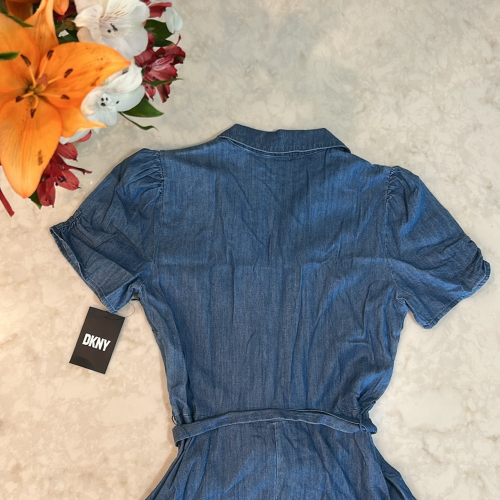 NWT DKNY Women's Ruched-Sleeve Belted Shirtdress - Picture 14 of 15